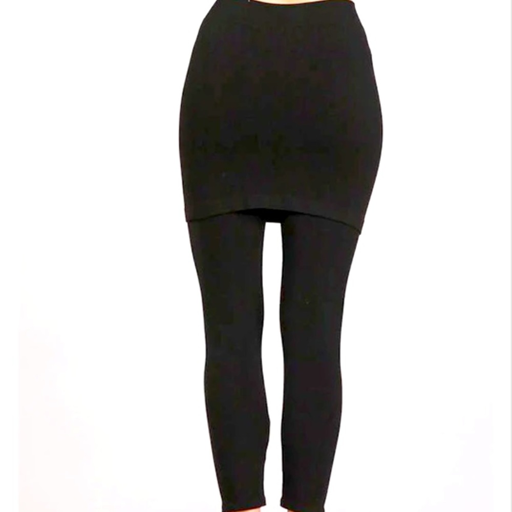 M.Rena 2 pairs. Full Length Seamless Skirted Leggings. Dark grey & black. - Picture 2 of 10